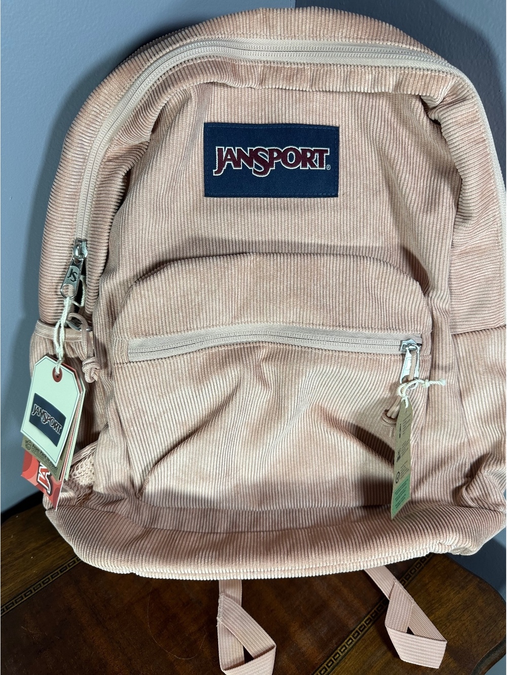 JanSport Cross Town Plus Remix Corduroy Backpack - Travertine Pink NWT Laptop